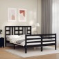 vidaXL Massivholzbett mit Kopfteil Schwarz 160x200 cm vidaXL Massivholzbett mit Kopfteil Schwarz 160x200 cm