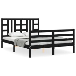 vidaXL Massivholzbett mit Kopfteil Schwarz 160x200 cm