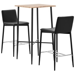 3-tlg. Bar-Set Kunstleder Schwarz