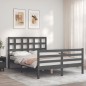 vidaXL Massivholzbett mit Kopfteil Grau 140x190 cm vidaXL Massivholzbett mit Kopfteil Grau 140x190 cm