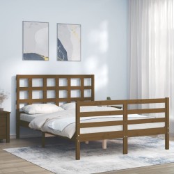 vidaXL Massivholzbett mit Kopfteil Honigbraun 140x200 cm