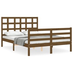 vidaXL Massivholzbett mit Kopfteil Honigbraun 140x200 cm