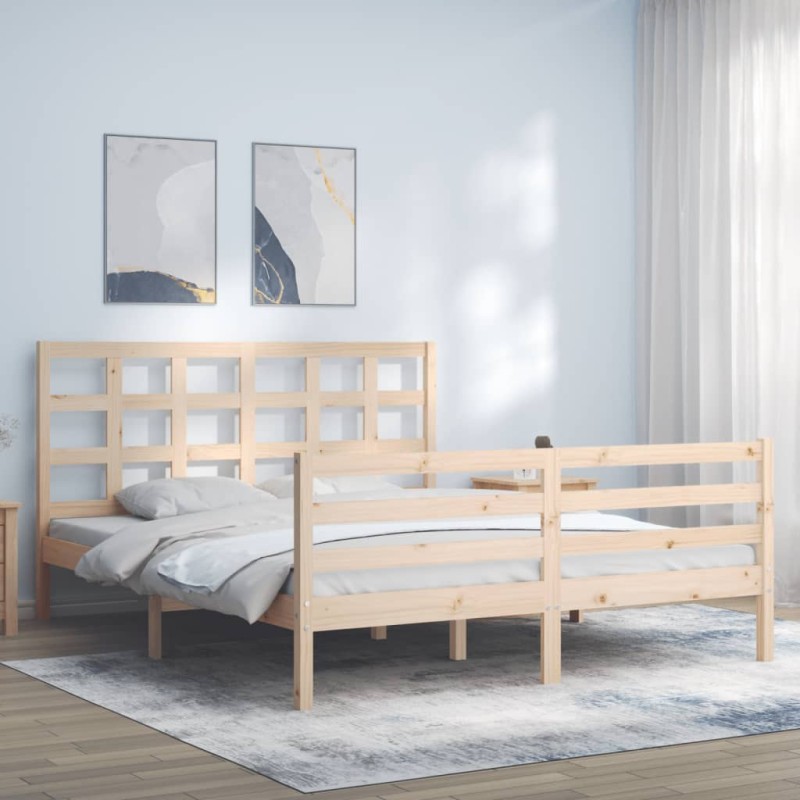 vidaXL Massivholzbett mit Kopfteil 160x200 cm vidaXL Massivholzbett mit Kopfteil 160x200 cm