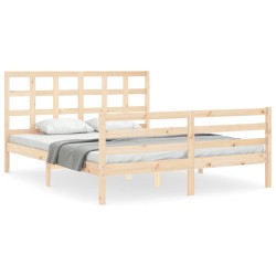 vidaXL Massivholzbett mit Kopfteil 160x200 cm