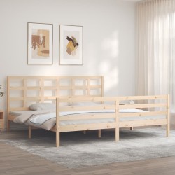 vidaXL Massivholzbett mit Kopfteil