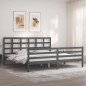 vidaXL Massivholzbett mit Kopfteil Grau 200x200 cm vidaXL Massivholzbett mit Kopfteil Grau 200x200 cm