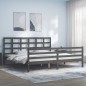 vidaXL Massivholzbett mit Kopfteil Grau 200x200 cm vidaXL Massivholzbett mit Kopfteil Grau 200x200 cm