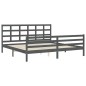 vidaXL Massivholzbett mit Kopfteil Grau 200x200 cm vidaXL Massivholzbett mit Kopfteil Grau 200x200 cm