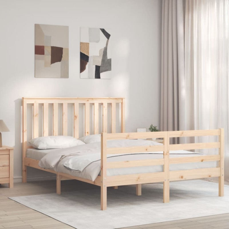 vidaXL Massivholzbett mit Kopfteil vidaXL Massivholzbett mit Kopfteil