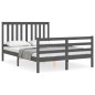 vidaXL Massivholzbett mit Kopfteil Grau 140x190 cm vidaXL Massivholzbett mit Kopfteil Grau 140x190 cm