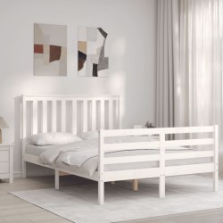 vidaXL Massivholzbett mit Kopfteil Weiß 120x200 cm