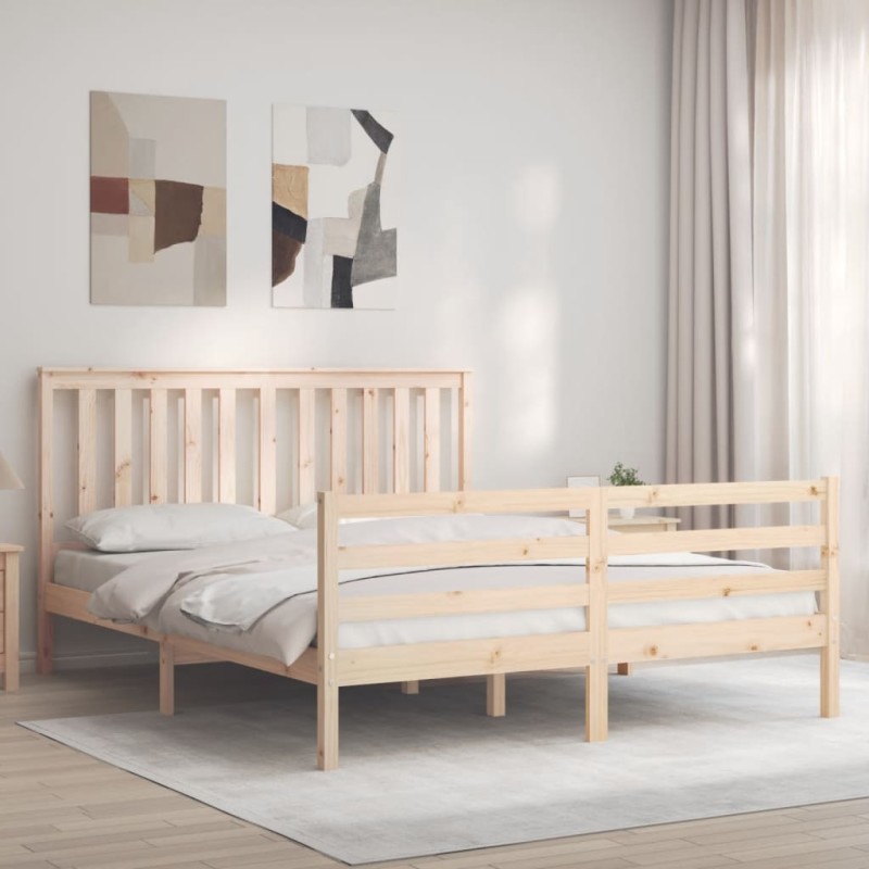 vidaXL Massivholzbett mit Kopfteil 160x200 cm vidaXL Massivholzbett mit Kopfteil 160x200 cm