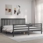 vidaXL Massivholzbett mit Kopfteil Grau 200x200 cm vidaXL Massivholzbett mit Kopfteil Grau 200x200 cm