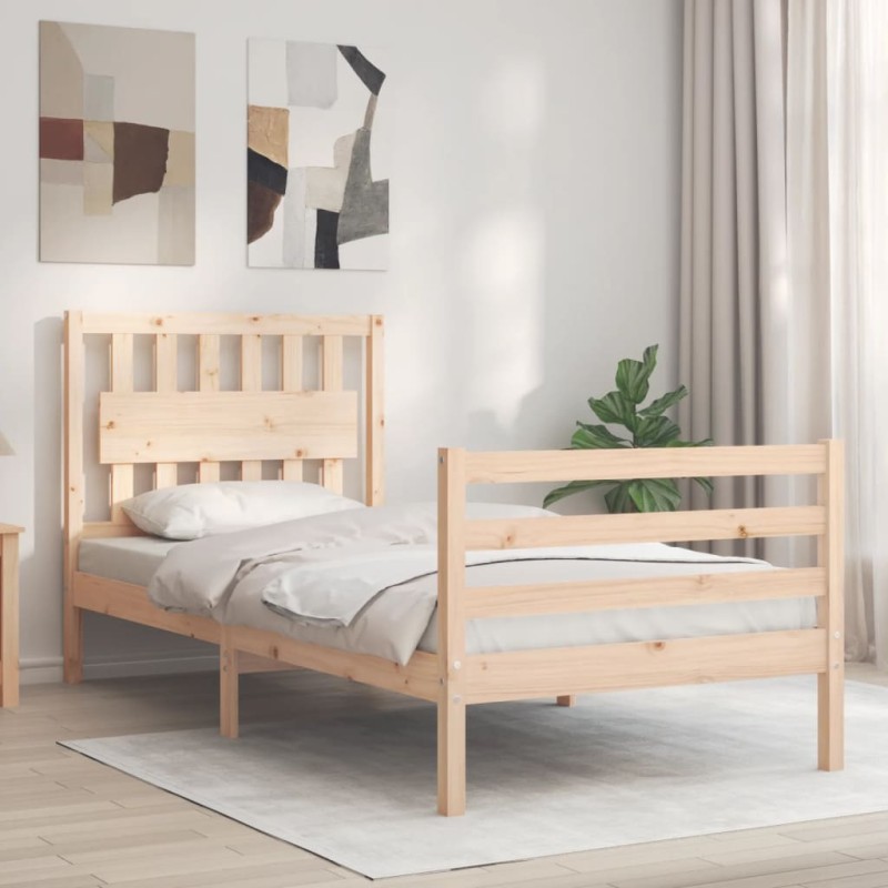 vidaXL Massivholzbett mit Kopfteil 90x200 cm vidaXL Massivholzbett mit Kopfteil 90x200 cm