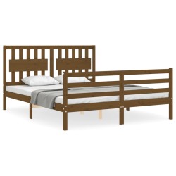 vidaXL Massivholzbett mit Kopfteil Honigbraun 160x200 cm