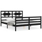vidaXL Massivholzbett mit Kopfteil Schwarz 160x200 cm vidaXL Massivholzbett mit Kopfteil Schwarz 160x200 cm