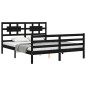 vidaXL Massivholzbett mit Kopfteil Schwarz 160x200 cm vidaXL Massivholzbett mit Kopfteil Schwarz 160x200 cm
