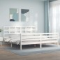 vidaXL Massivholzbett mit Kopfteil Weiß vidaXL Massivholzbett mit Kopfteil Weiß