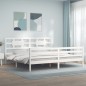 vidaXL Massivholzbett mit Kopfteil Weiß 200x200 cm vidaXL Massivholzbett mit Kopfteil Weiß 200x200 cm