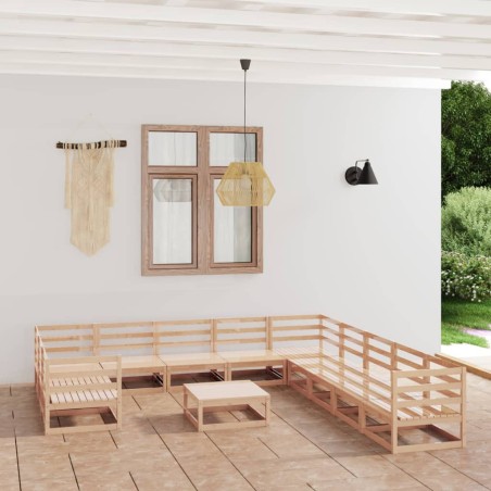 vidaXL 12-tlg. Garten-Lounge-Set Massivholz Kiefer