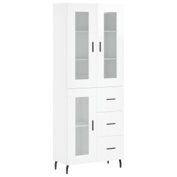 Highboard Hochglanz-Weiß 69,5x34x180 cm Holzwerkstoff