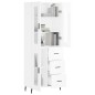 Highboard Hochglanz-Weiß 69,5x34x180 cm Holzwerkstoff Highboard Hochglanz-Weiß 69,5x34x180 cm Holzwerkstoff