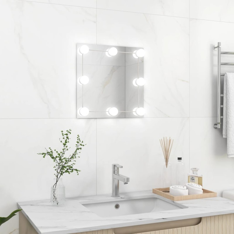 vidaXL Wandspiegel mit LED-Beleuchtung Quadratisch Glas vidaXL Wandspiegel mit LED-Beleuchtung Quadratisch Glas