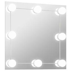 vidaXL Wandspiegel mit LED-Beleuchtung Quadratisch Glas 