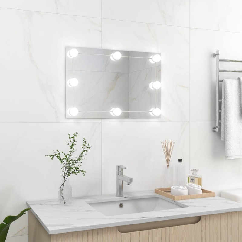 vidaXL Wandspiegel mit LED-Beleuchtung Rechteckig Glas vidaXL Wandspiegel mit LED-Beleuchtung Rechteckig Glas