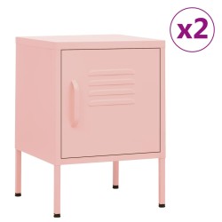 vidaXL Nachttische 2 Stk. Rosa 35x35x51 cm Stahl