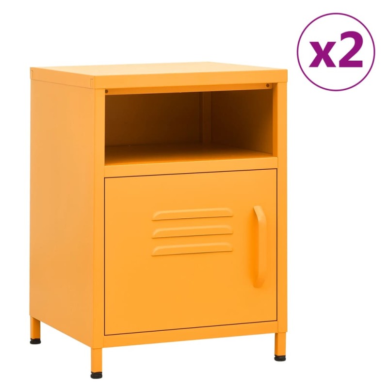 vidaXL Nachttische 2 Stk. Senfgelb 35x35x51 cm Stahl vidaXL Nachttische 2 Stk. Senfgelb 35x35x51 cm Stahl