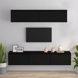 vidaXL TV-Schränke 5 Stk. Schwarz Massivholz Kiefer