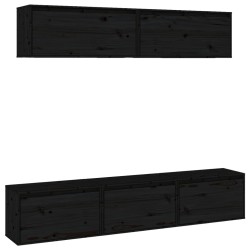 vidaXL TV-Schränke 5 Stk. Schwarz Massivholz Kiefer