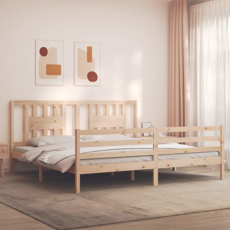 vidaXL Massivholzbett mit Kopfteil vidaXL Massivholzbett mit Kopfteil