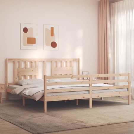 vidaXL Massivholzbett mit Kopfteil