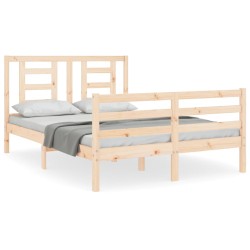 vidaXL Massivholzbett mit Kopfteil 120x200 cm