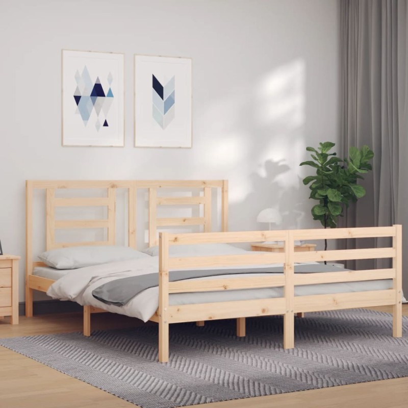vidaXL Massivholzbett mit Kopfteil 160x200 cm vidaXL Massivholzbett mit Kopfteil 160x200 cm