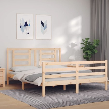 vidaXL Massivholzbett mit Kopfteil 160x200 cm