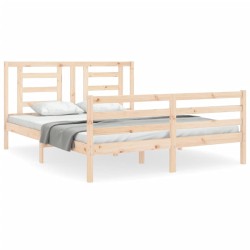 vidaXL Massivholzbett mit Kopfteil 160x200 cm