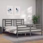vidaXL Massivholzbett mit Kopfteil Grau 160x200 cm vidaXL Massivholzbett mit Kopfteil Grau 160x200 cm