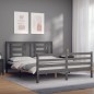 vidaXL Massivholzbett mit Kopfteil Grau 160x200 cm vidaXL Massivholzbett mit Kopfteil Grau 160x200 cm