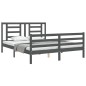 vidaXL Massivholzbett mit Kopfteil Grau 160x200 cm vidaXL Massivholzbett mit Kopfteil Grau 160x200 cm