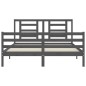 vidaXL Massivholzbett mit Kopfteil Grau 160x200 cm vidaXL Massivholzbett mit Kopfteil Grau 160x200 cm