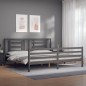 vidaXL Massivholzbett mit Kopfteil Grau vidaXL Massivholzbett mit Kopfteil Grau