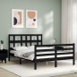 vidaXL Massivholzbett mit Kopfteil Schwarz 140x190 cm vidaXL Massivholzbett mit Kopfteil Schwarz 140x190 cm