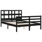 vidaXL Massivholzbett mit Kopfteil Schwarz 140x190 cm vidaXL Massivholzbett mit Kopfteil Schwarz 140x190 cm