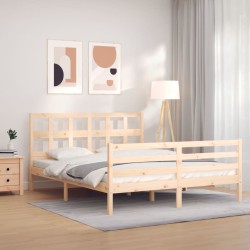 vidaXL Massivholzbett mit Kopfteil