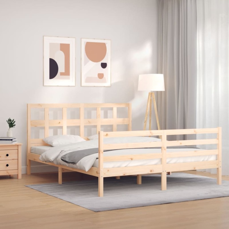 vidaXL Massivholzbett mit Kopfteil vidaXL Massivholzbett mit Kopfteil