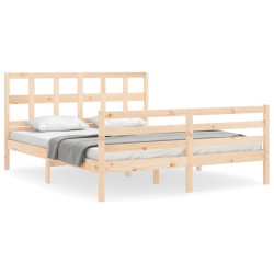vidaXL Massivholzbett mit Kopfteil