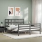 vidaXL Massivholzbett mit Kopfteil Grau 160x200 cm vidaXL Massivholzbett mit Kopfteil Grau 160x200 cm